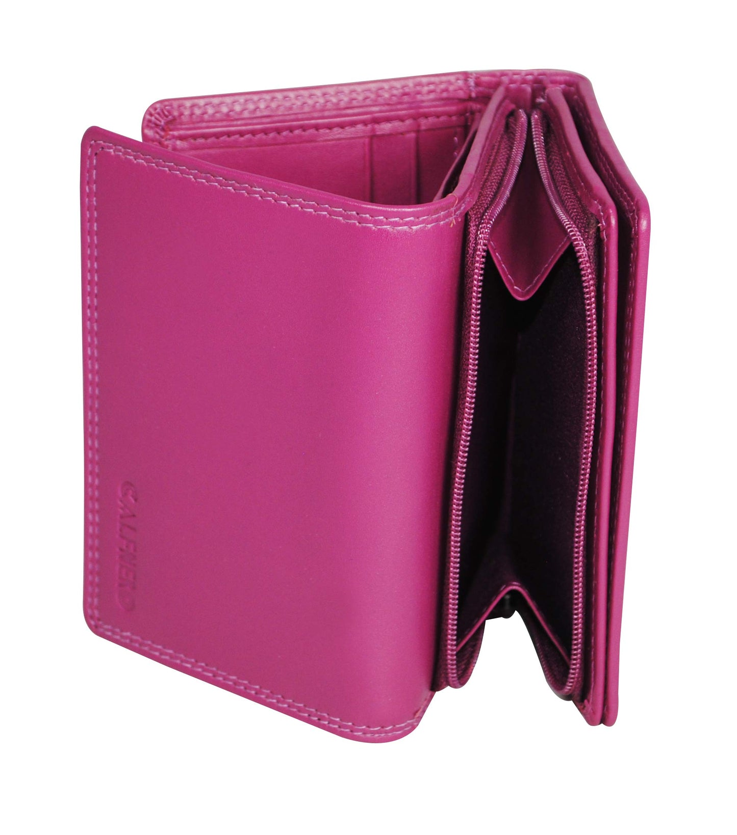 Women's Genuine Leather Wallet-Long Purse Wallet with Multiple Card Slots, Zip Pocket and Note Compartment (Pink)