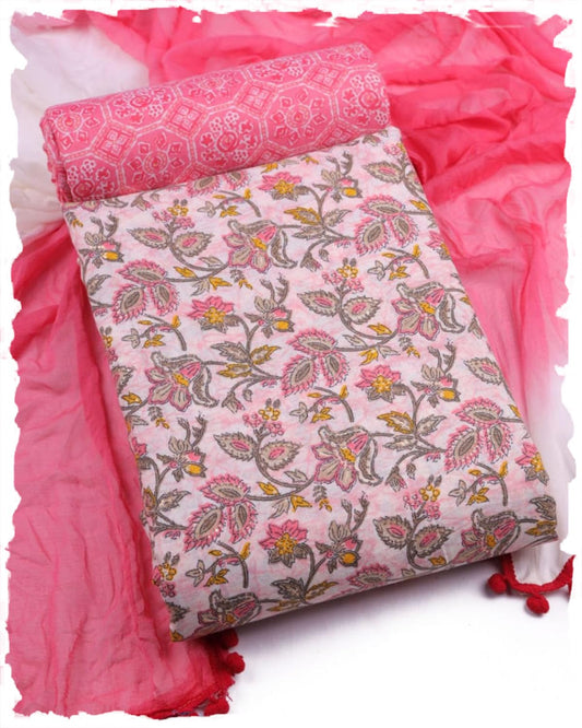 Sun Fashion And Lifestyle Women's Cotton Dress Material (TBD188_Pink)