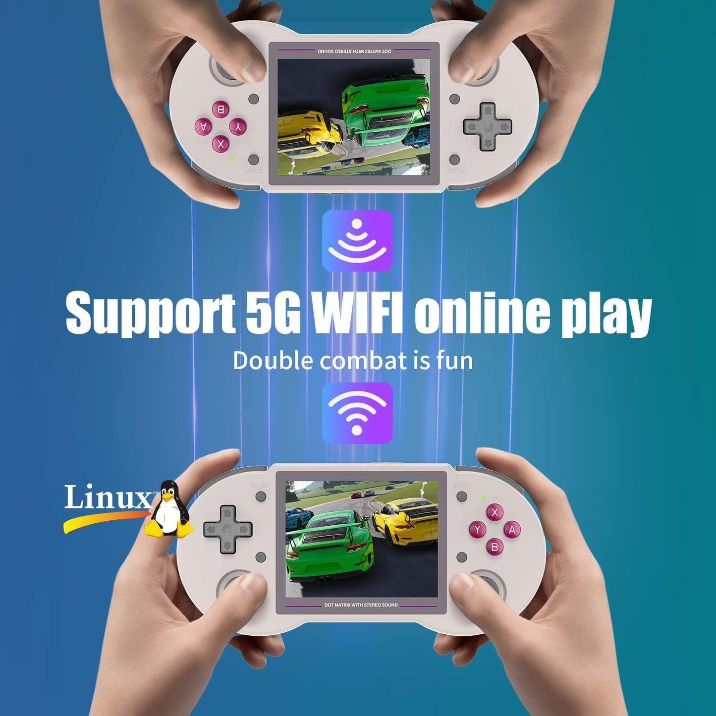 New World RG353PS Retro Handheld Game Console , Single Linux System 3.5 Inch IPS Screen 128G TF Card Preinstalled 4500 Games + P S P Games