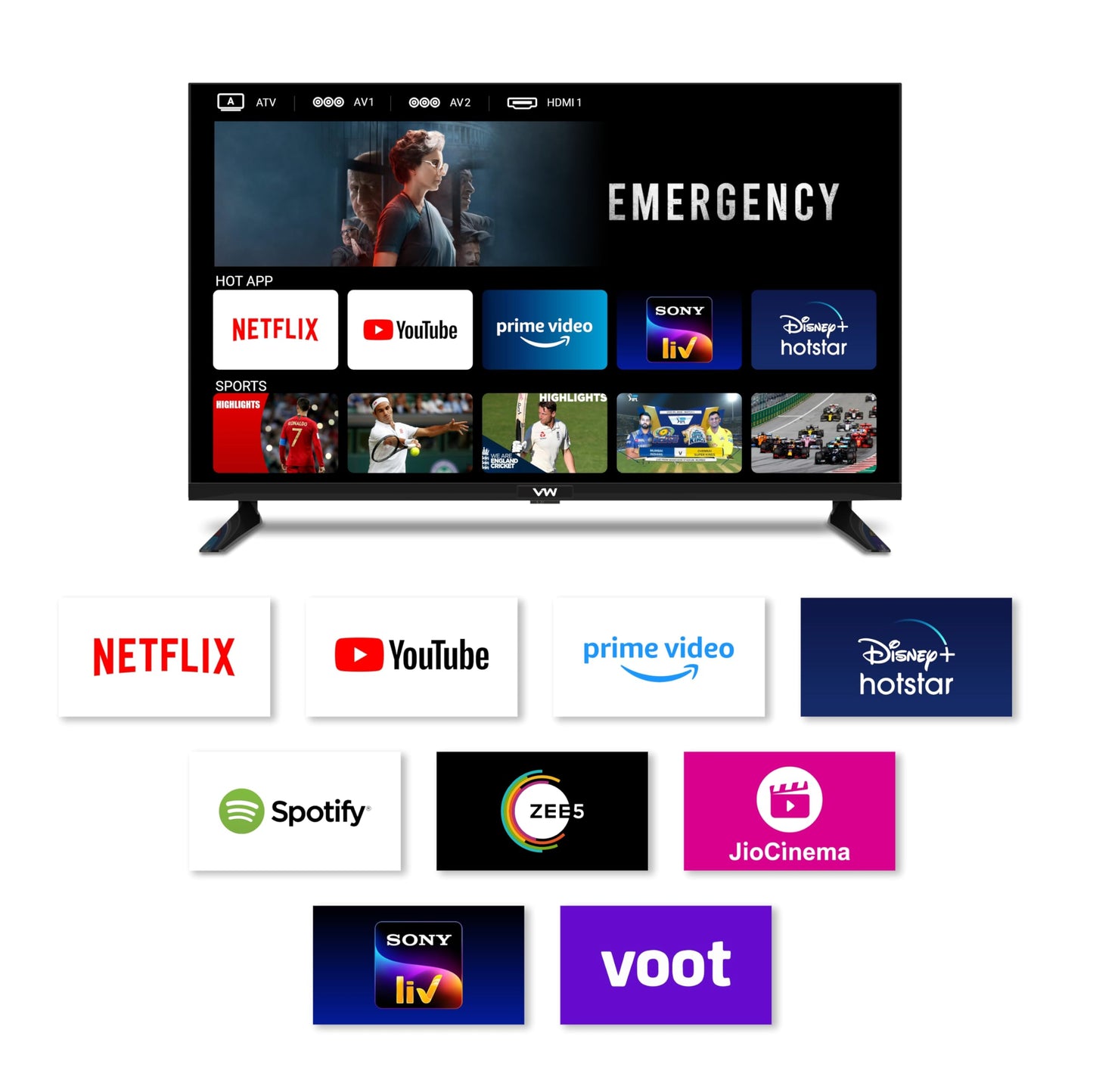 VW 80 cm (32 inches) Frameless Series HD Ready Android Smart LED TV VW32S (Black)