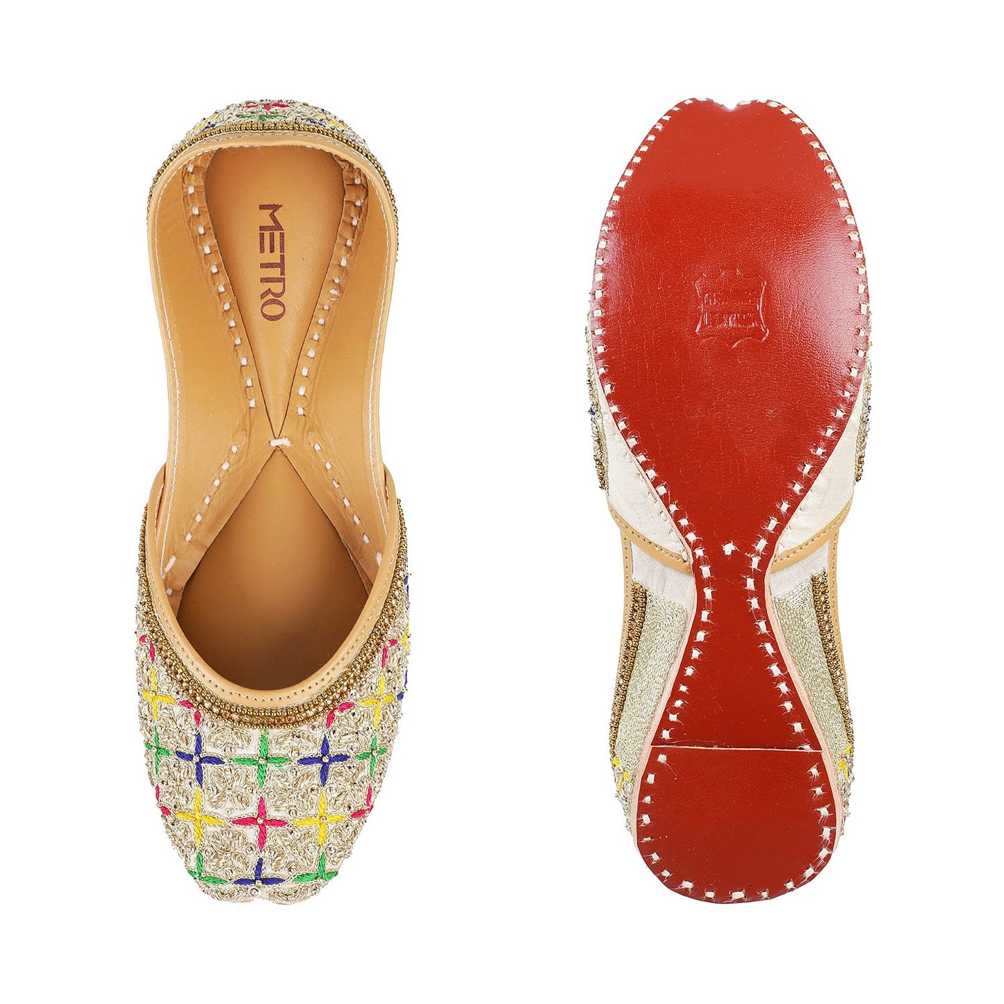 Metro Women Beige Beaded Sandals (35-3676-20-37) Size (4 UK/India (37EU))