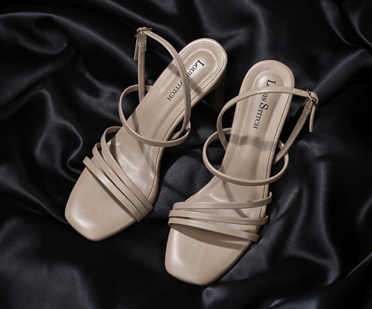LOUIS STITCH Women’s Beige Block Heel Sandals | Comfortable Sandal for Ladies | LSOF-LDBH-ACBG |