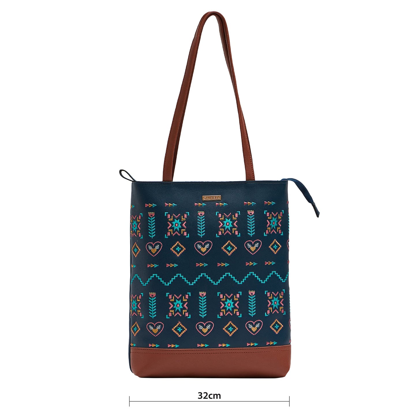 Chumbak Women's Office Tote Bag, Printed Canvas Shoulder Bag for College, Work and Travel, Stylish and Durable with Laptop Compartment