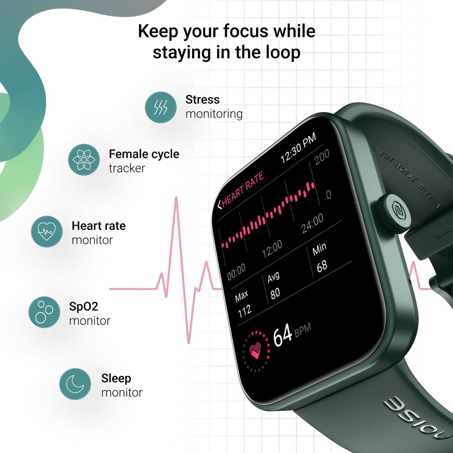 Noise ColorFit Loop Smartwatch - Olive Green