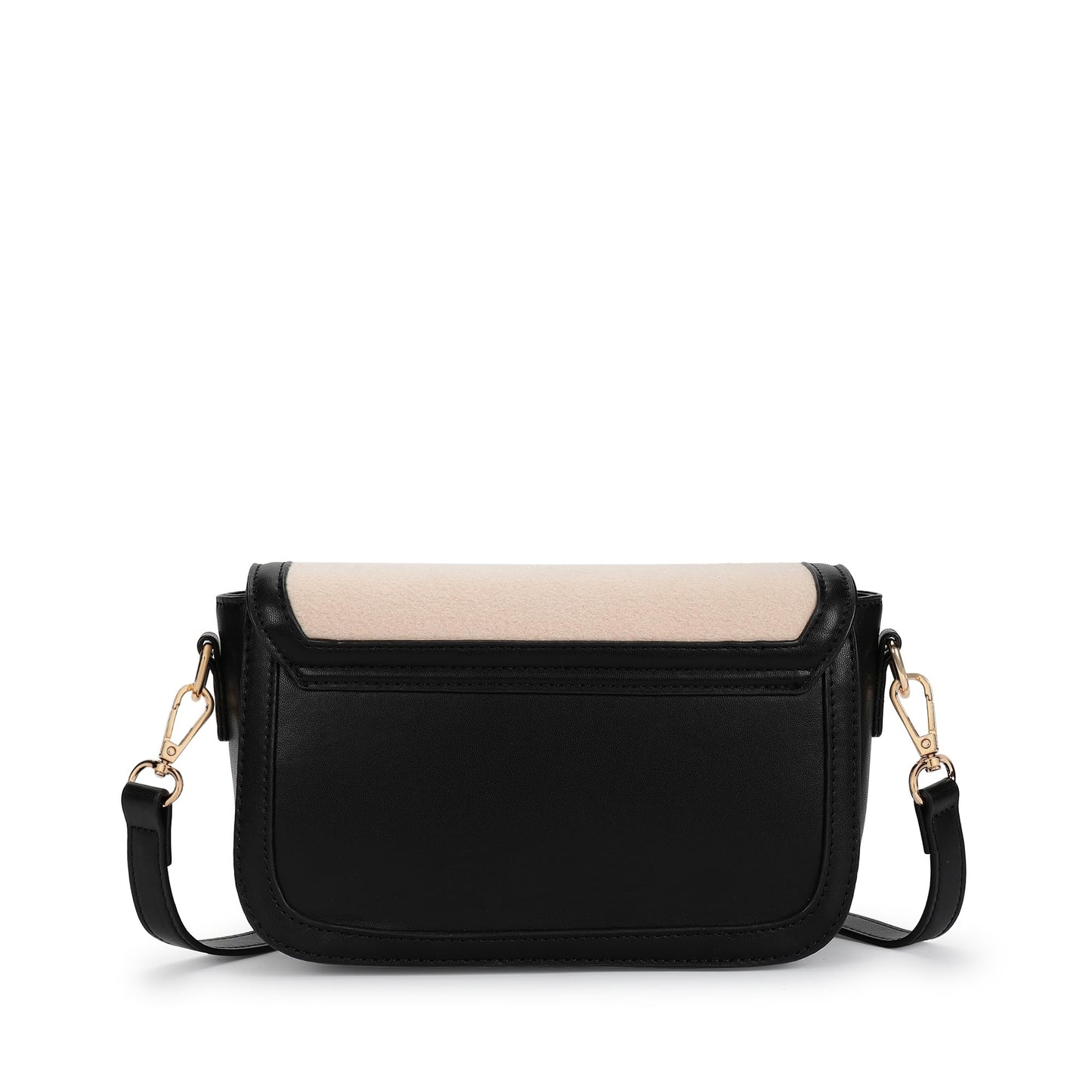 Fastrack Sherpa-Panel Sling Bag for Women | Faux Leather Crossbody with Zipper Closure, Gold Hardware and Detachable Strap | Compact Textured Bag for Casual and Evening Outfits