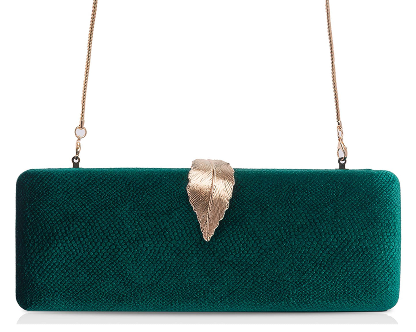 INOVERA (LABEL) Clutch Bags for Women, Girls - Ladies Stylish Evening Party Hand Clutches - Wedding Bridal Purse - Crossbody Sling Bag with Chain Strap (Green) (Green)