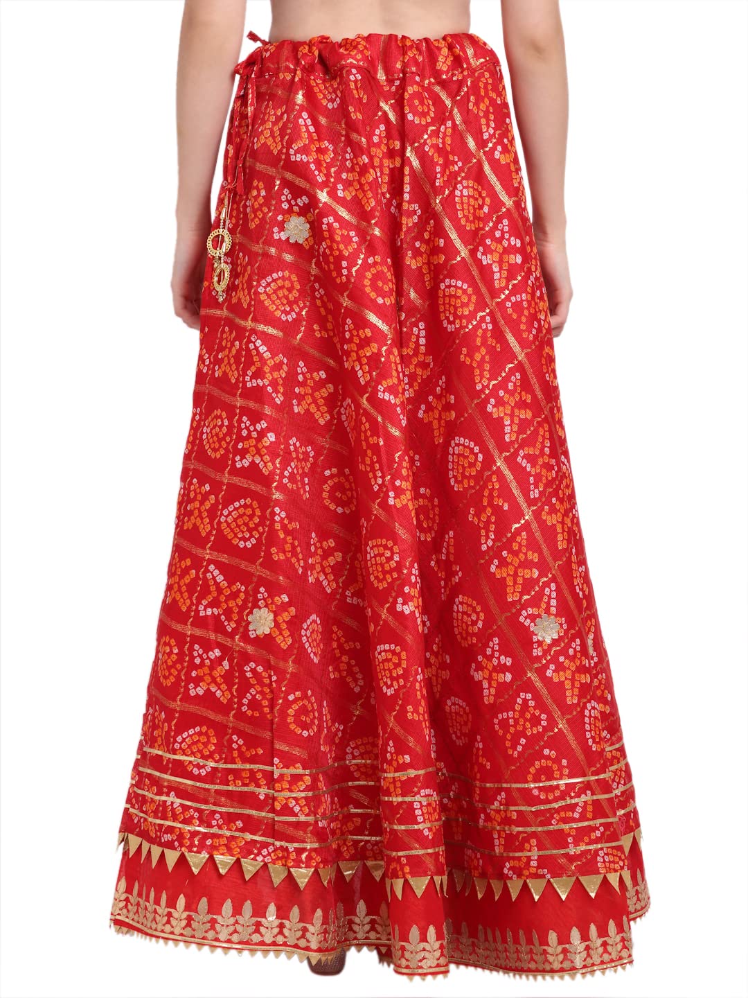JABAMA® Women's Cotton Kota Doriya Gota Patti Work Lehenga Skirt (Red, 3XL, SK376-3XL)