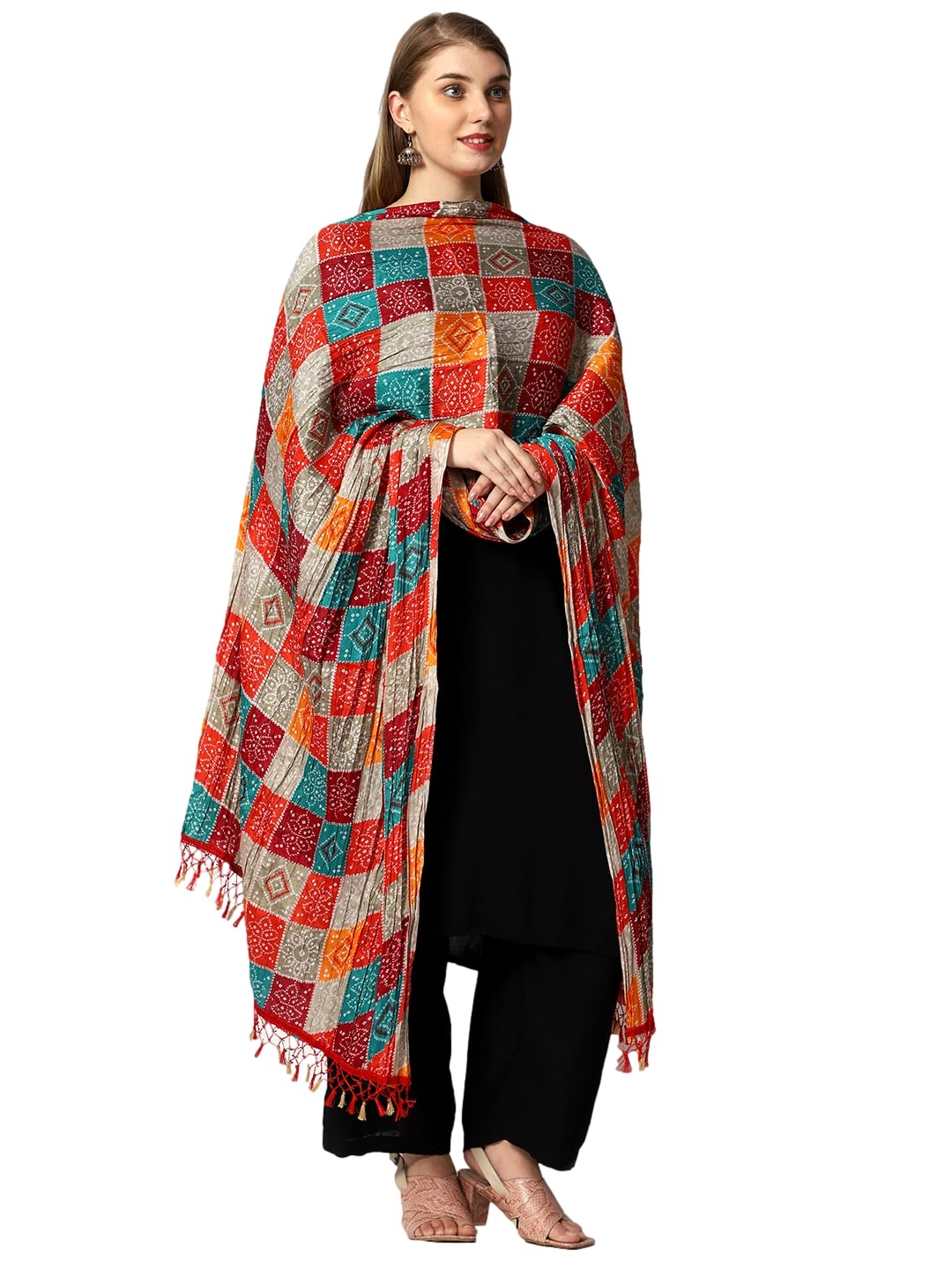 Weavers Villa Women's Cotton Printed Dupatta Chunni (Multi), 2.25 Mtrs