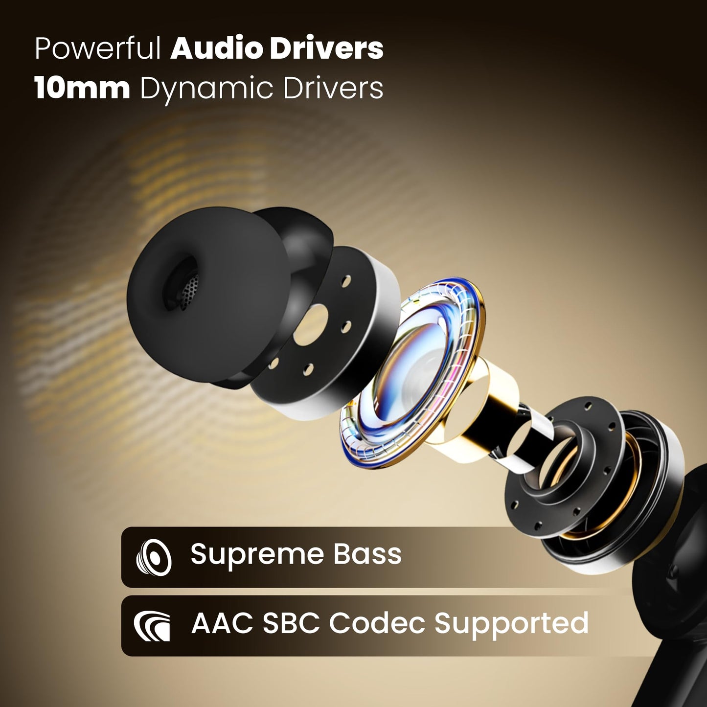 truke New Launch Buds Elite True Wireless in Ear Earbuds with 10mm Dynamic Driver, 70Hrs Battery & Fast Charging EarBuds, Dual-MIC ENC TWS, 40ms Low Latency Gaming Buds, Volume Control, BT 5.4 (Black)