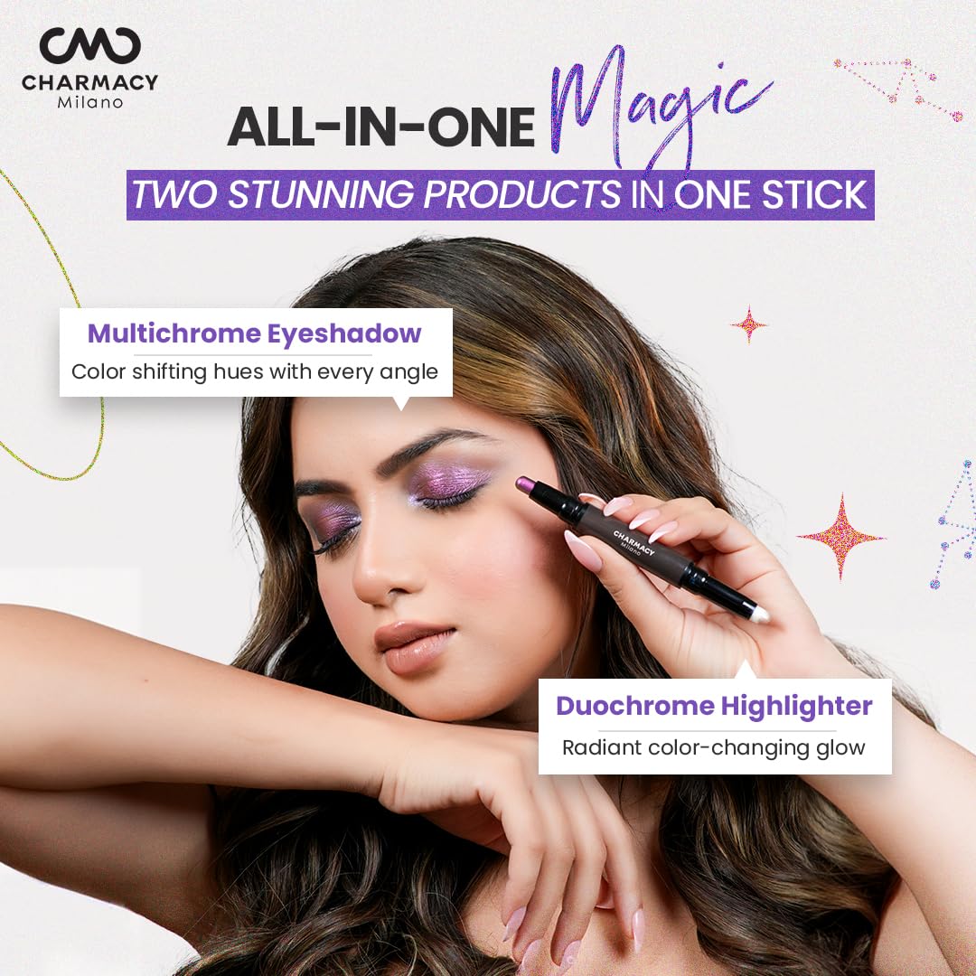Charmacy Milano Zodiac Eyeshadow Stick - #906 Gemini, Dual-Ended, Highly Pigmented & Duochrome Eyeshadow, Enriched with Cacao Seed Butter, 1.8 Gms