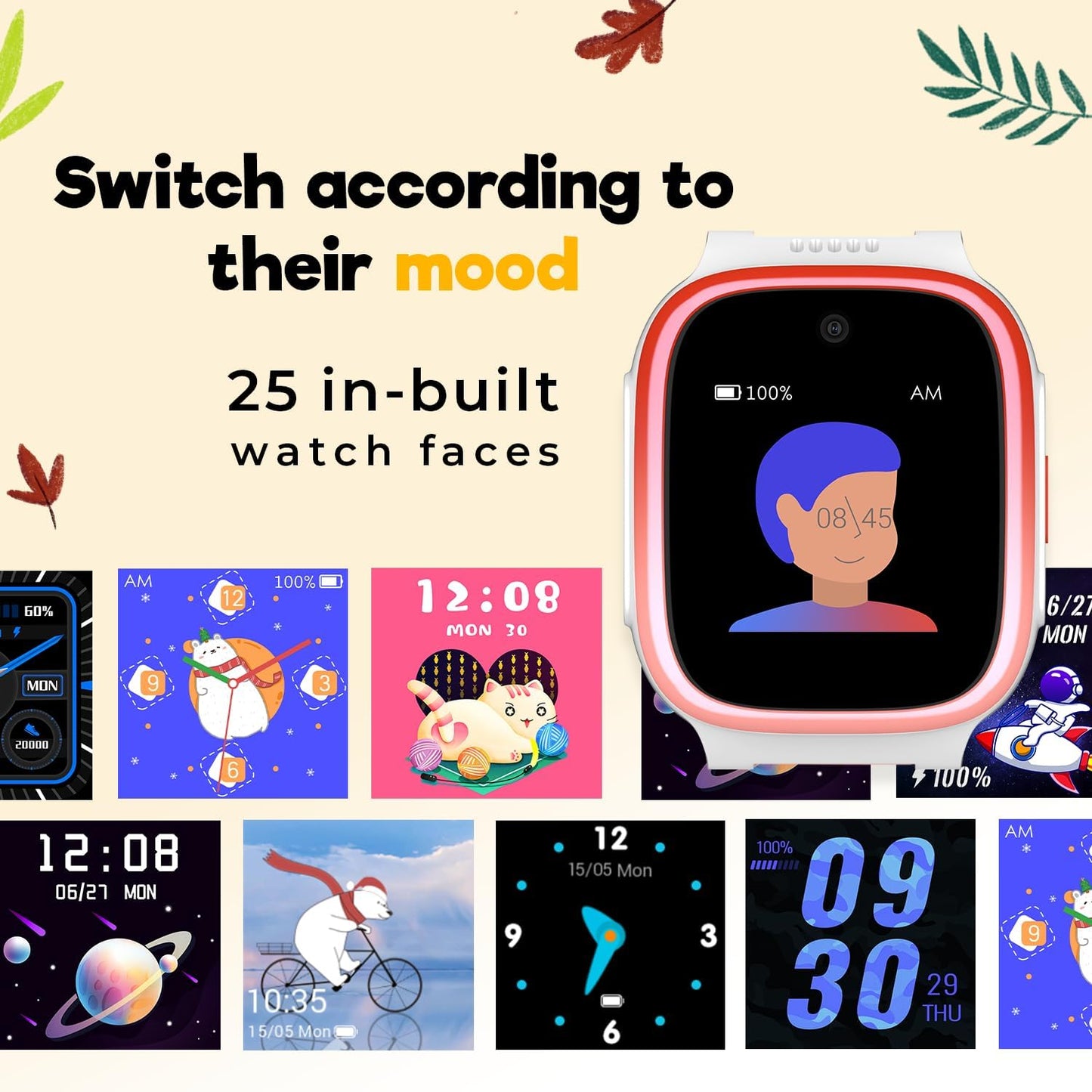 Noise Explorer Kids Smart Watch with GPS Tracking, 2-Way Video & Voice Calling, Safe Zone Alert, School Mode, SOS, Habit Formation, App for Parents (Captain Duo), Multicolor