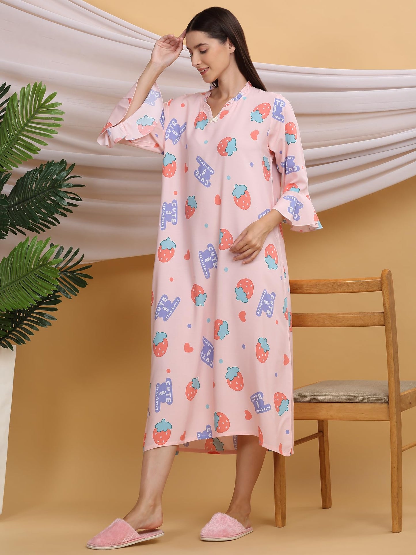 Sweet Dreams Women's Rayon Midi Casual Night Dress