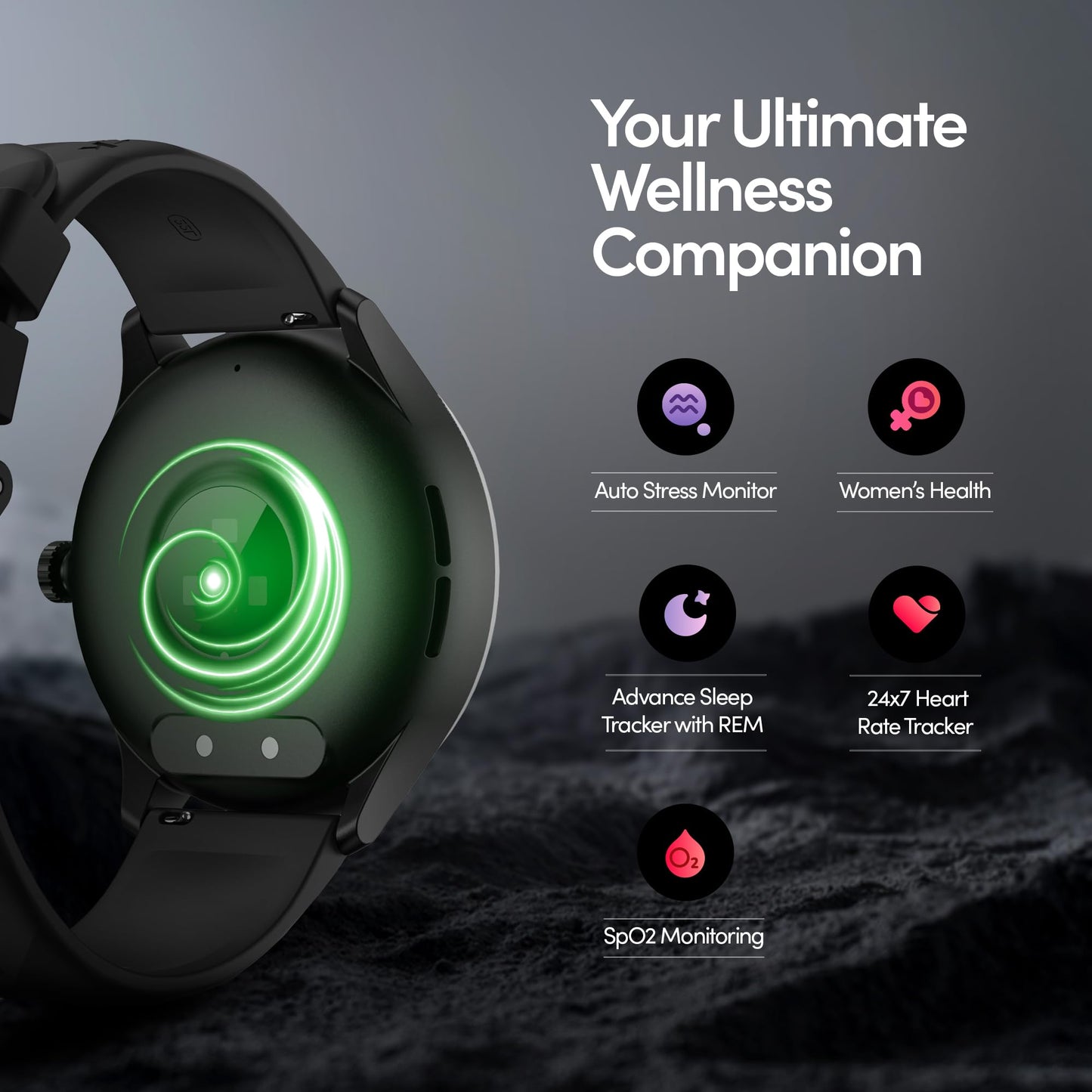 Fastrack Jupiter R2 Smart Watch for Man & Smart Watch for Women Latest with 1.38" Display, BT Calling, Functional Crown, 100+ Sports Modes, Health Suite, SOS, IP68, 5 Days Battery (Black Mesh)