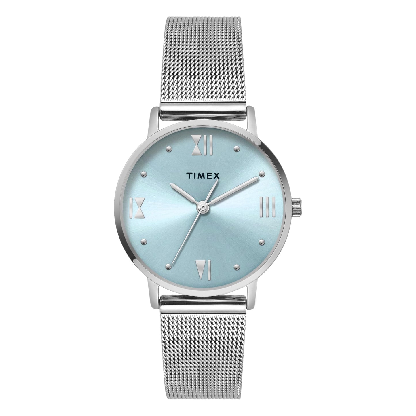 TIMEX Analog Watch for Women with Blue Round Dial & Silver Stainless Steel Bracelet Band Water Resistant Women's Wrist Watches - TWEL15623