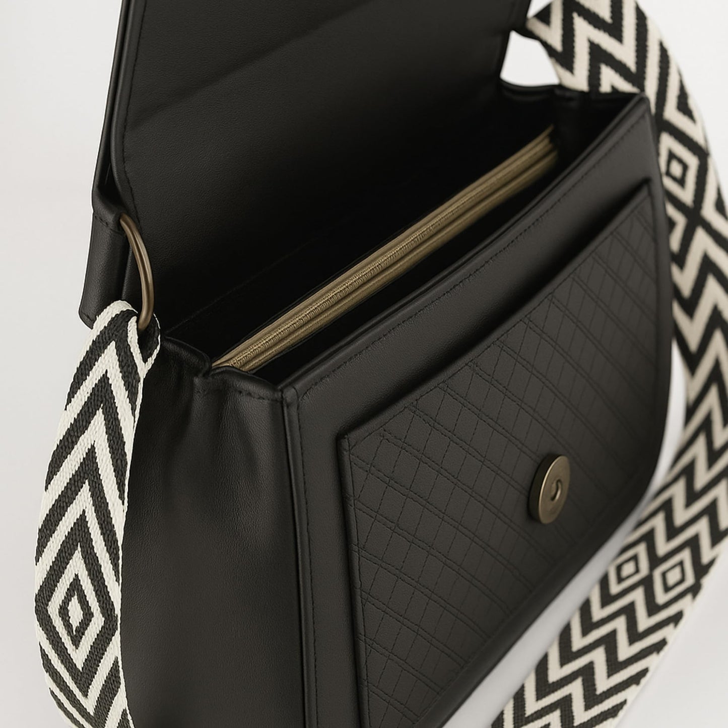 ITALISH Sling Bag For Women Leather Crossbody Small Handbags For Women Girls With Strap (Black Guitar Strap)