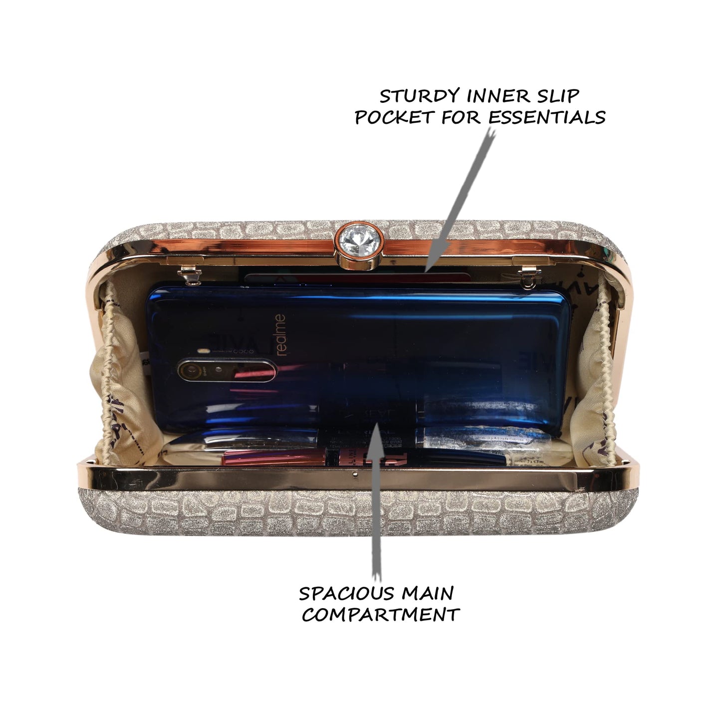 Lavie Women's Tinsel Frame Clutch | Ladies Purse Handbag