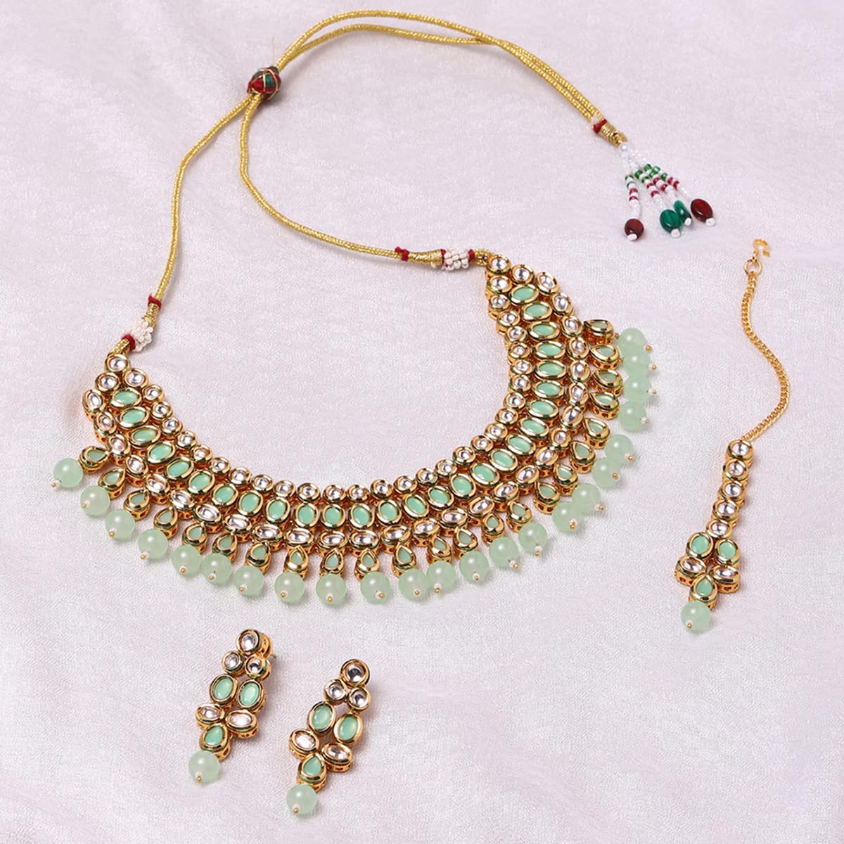 VOYLLA Kundan Gold plated Brass Necklace set