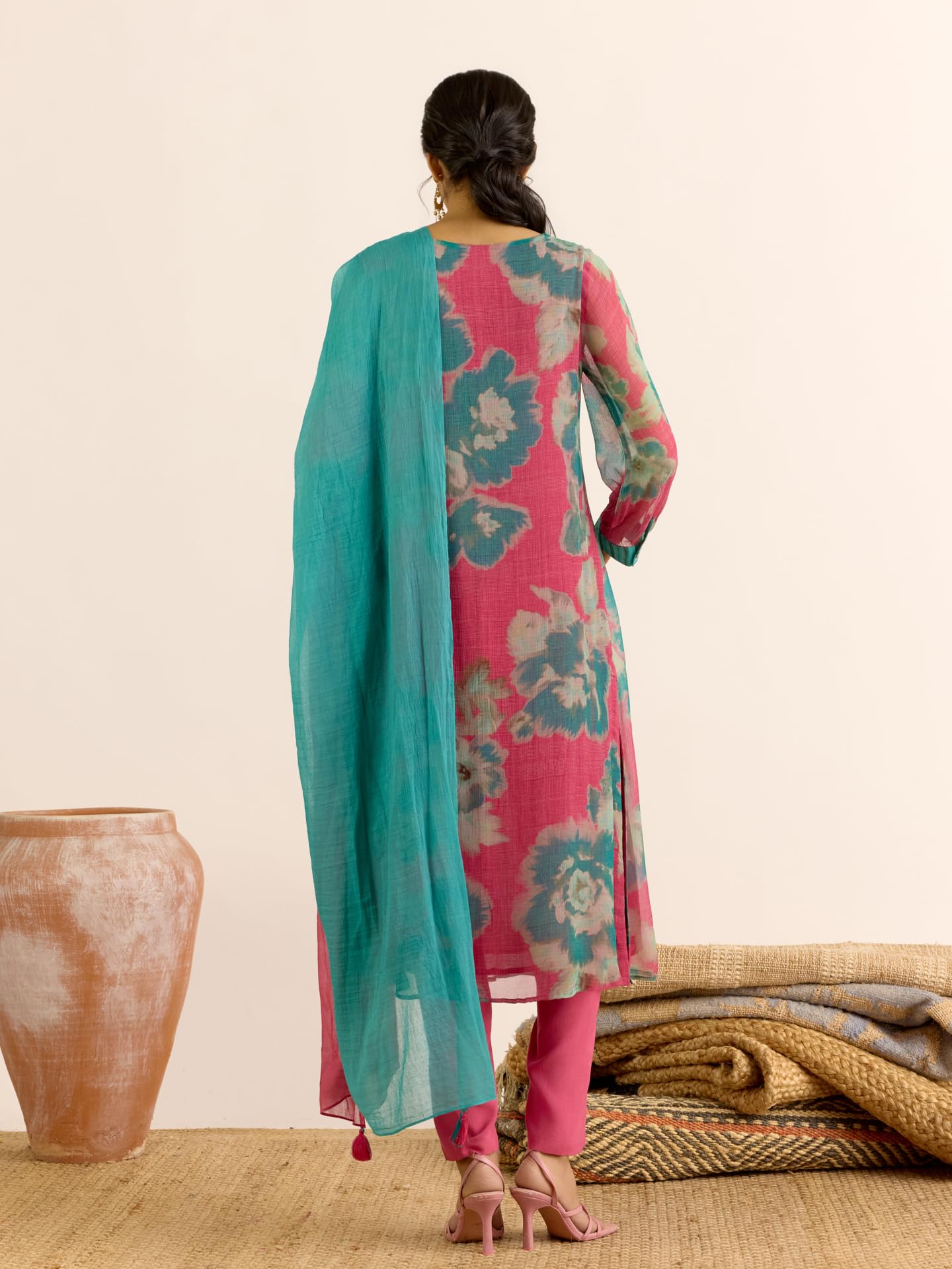 Aarke Ritu Kumar Pink Dreamcatcher Kurta With Pant And Dupatta