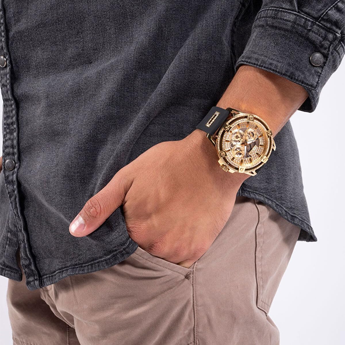 GUESS Chronograph Gold Dial Men's Watch-GW0537G2