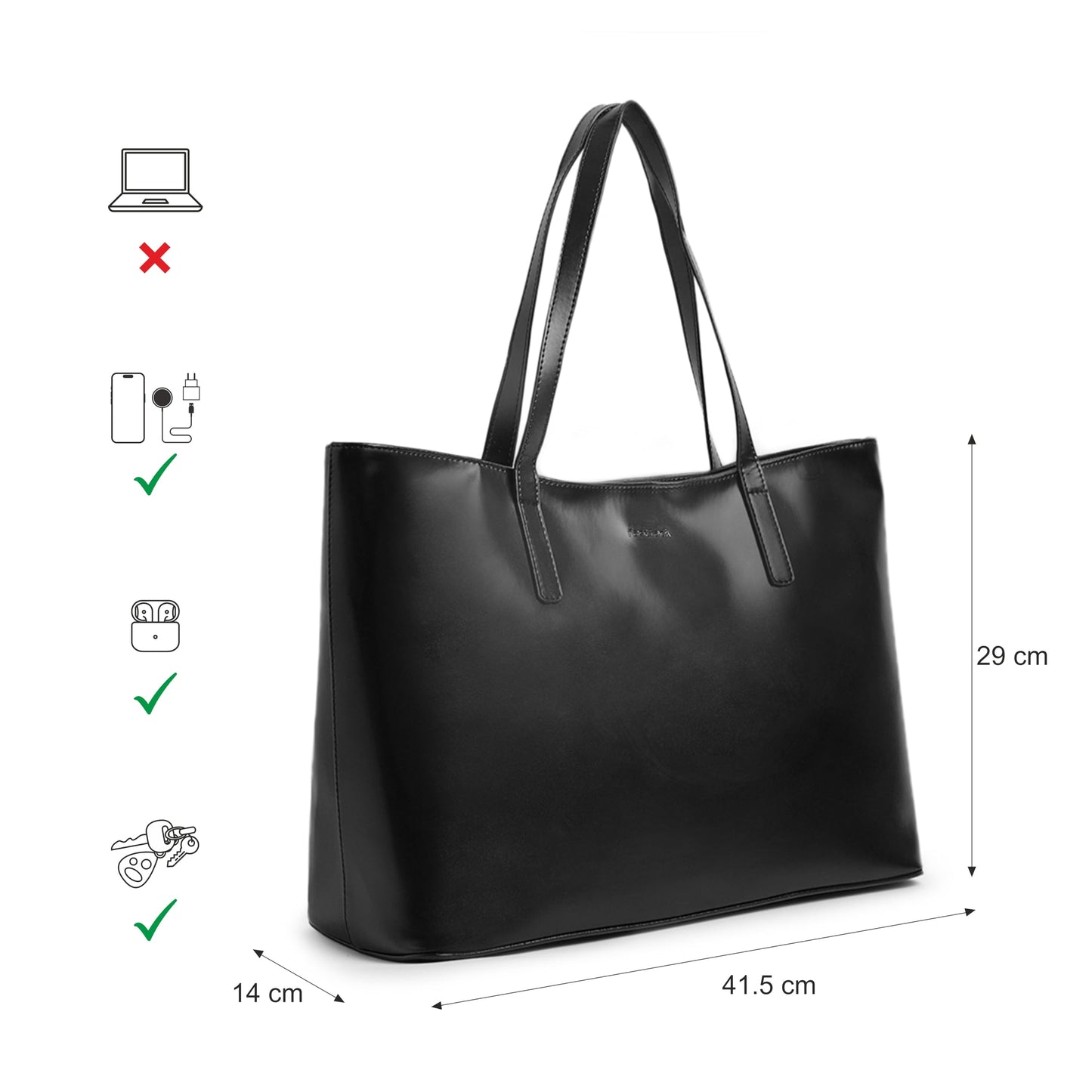 Fastrack Ivory Black College Tote Bag for Women