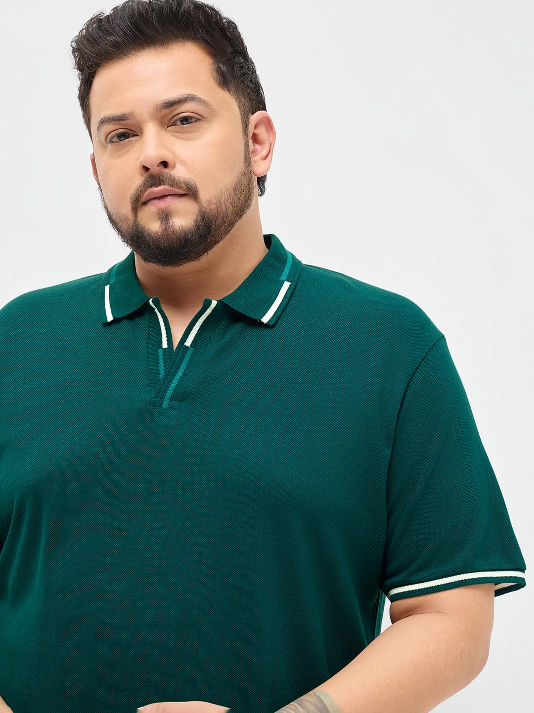 Urbano Plus Men's Teal Green Solid Regular Fit Half Sleeve Cotton Polo T-Shirt (pluspolosolcntipp-03-tealgrn-3xl)