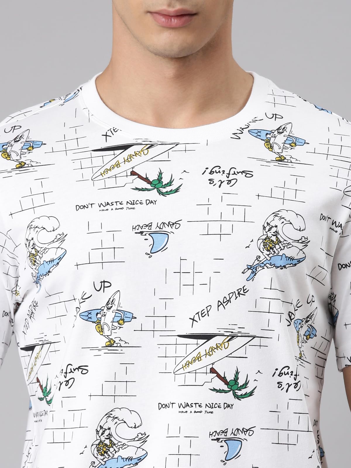 XTEP Men Lgnite Youth White Casual T-Shirt-L