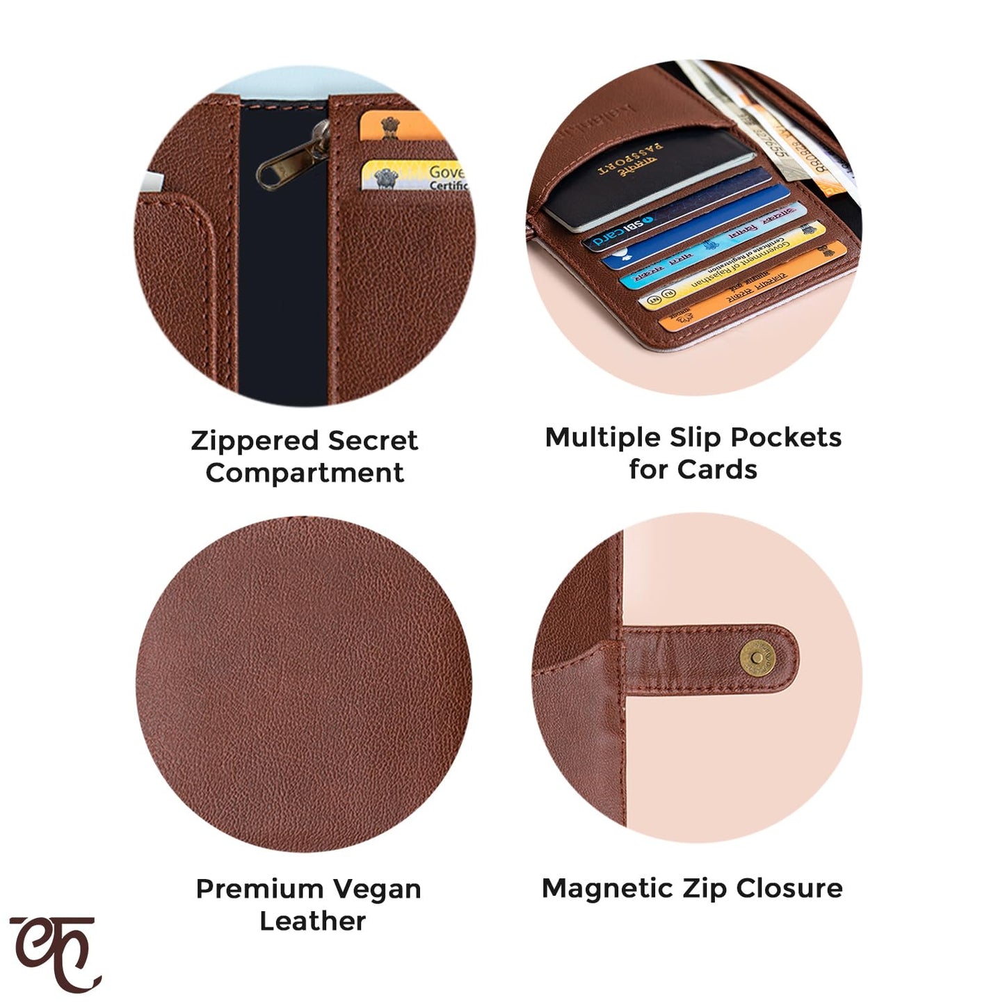 Kalankit Wallet for Woman | Vegan Leather Passport Wallet for Women | Bi-Fold Long Purse for Women Wallet, Birthday Gifts for Women, Passport Holder | Night Magic