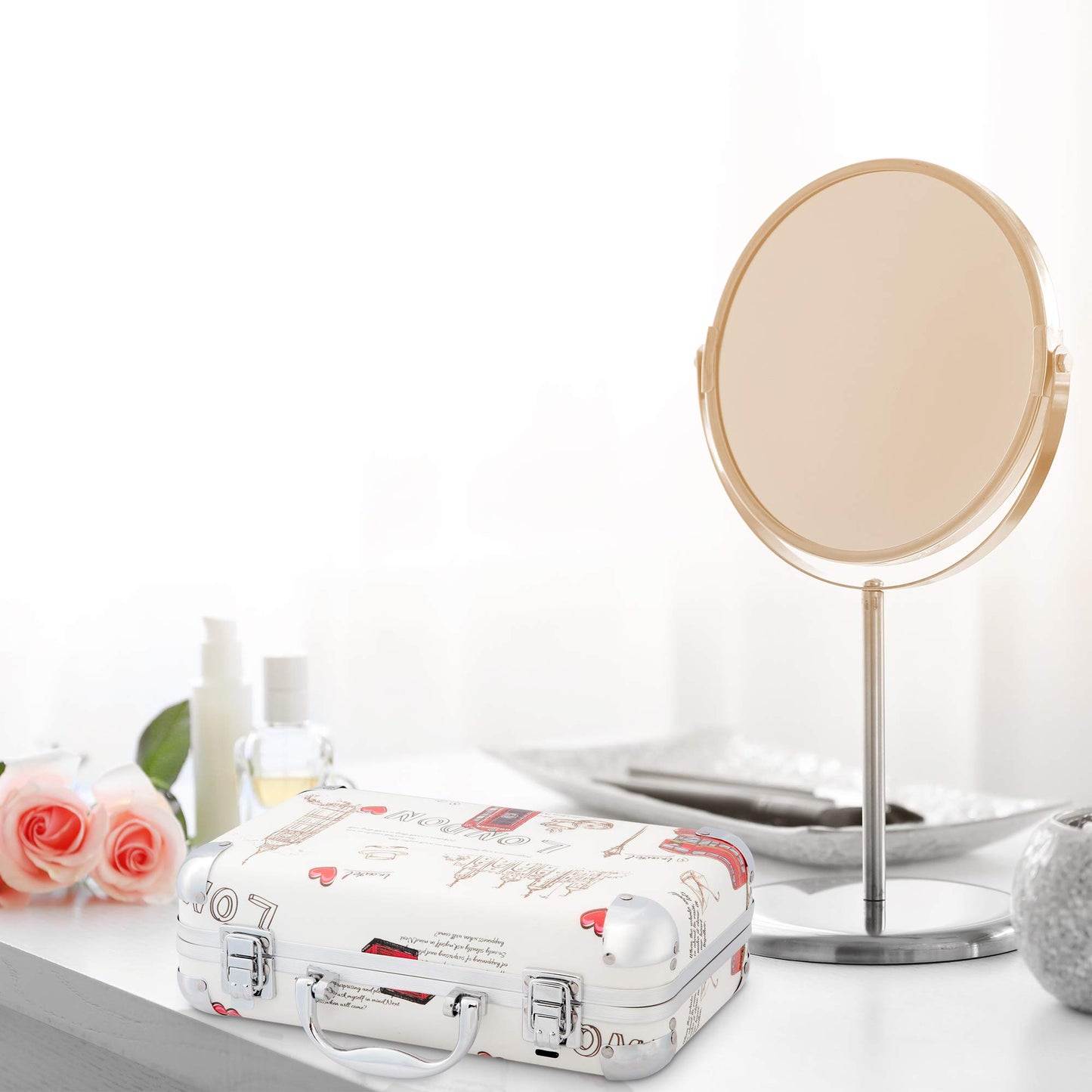 Vokai Makeup Kit Gift Set - Travel Case 41 Eye Shadows 4 Blushes 5 Bronzers 7 Body Glitters 1 Lip Liner Pencil 1 Eye Liner Pencil 2 Lip Gloss Wands 1 Lipstick 5 Concealers 1 Brow Wax 1 Mirror