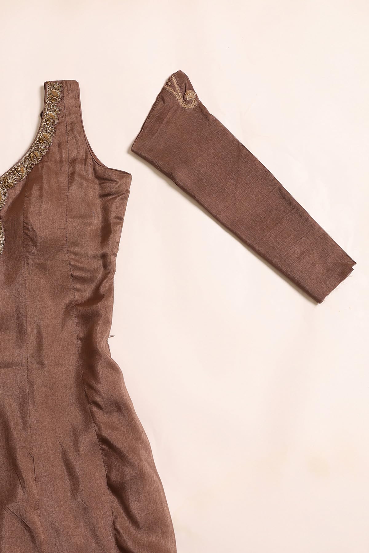 Soch Womens Brown Dola Silk Ethnic Motifs Gown with Cutdana