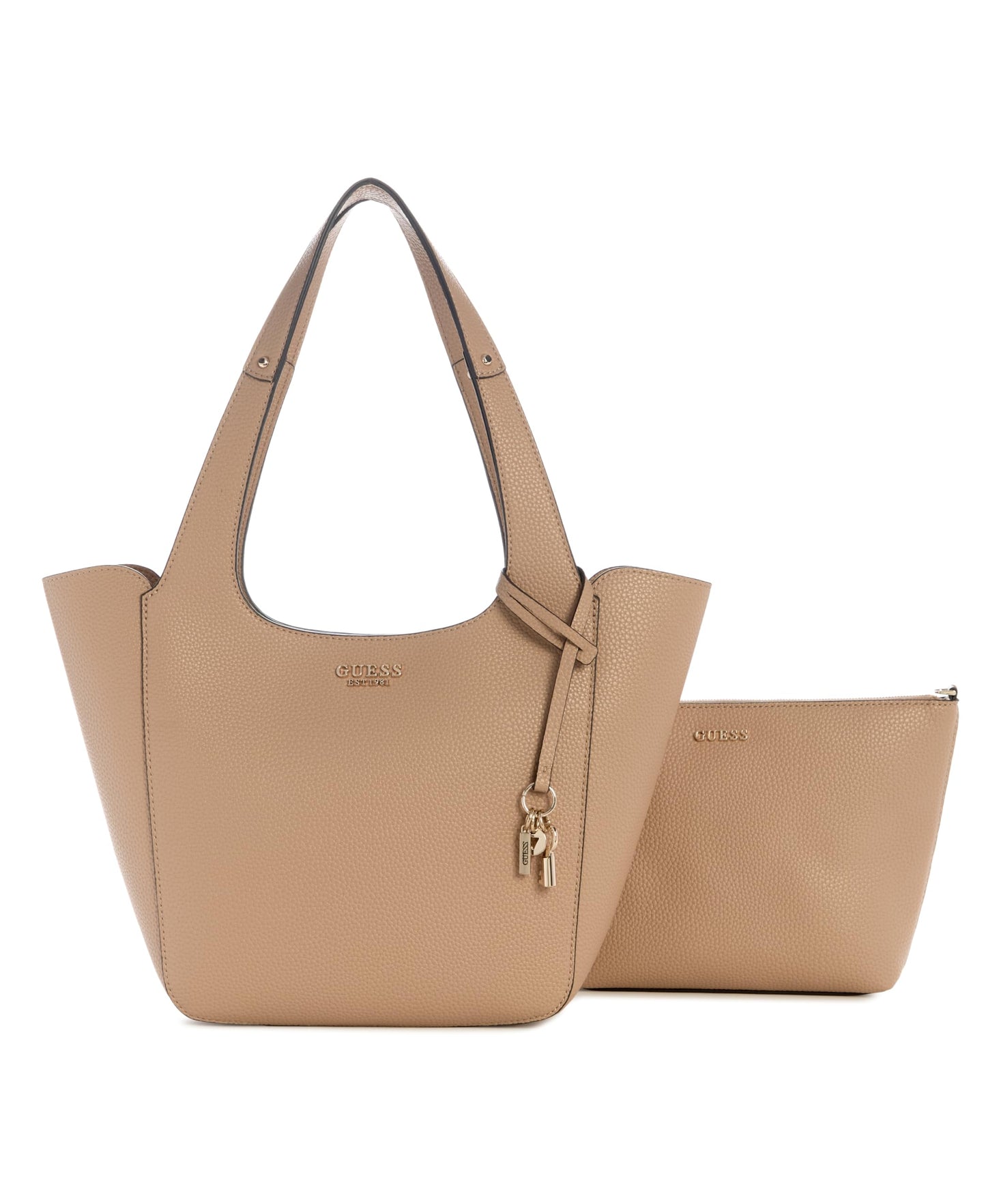 GUESS Beige Textured Helina Tote Bag