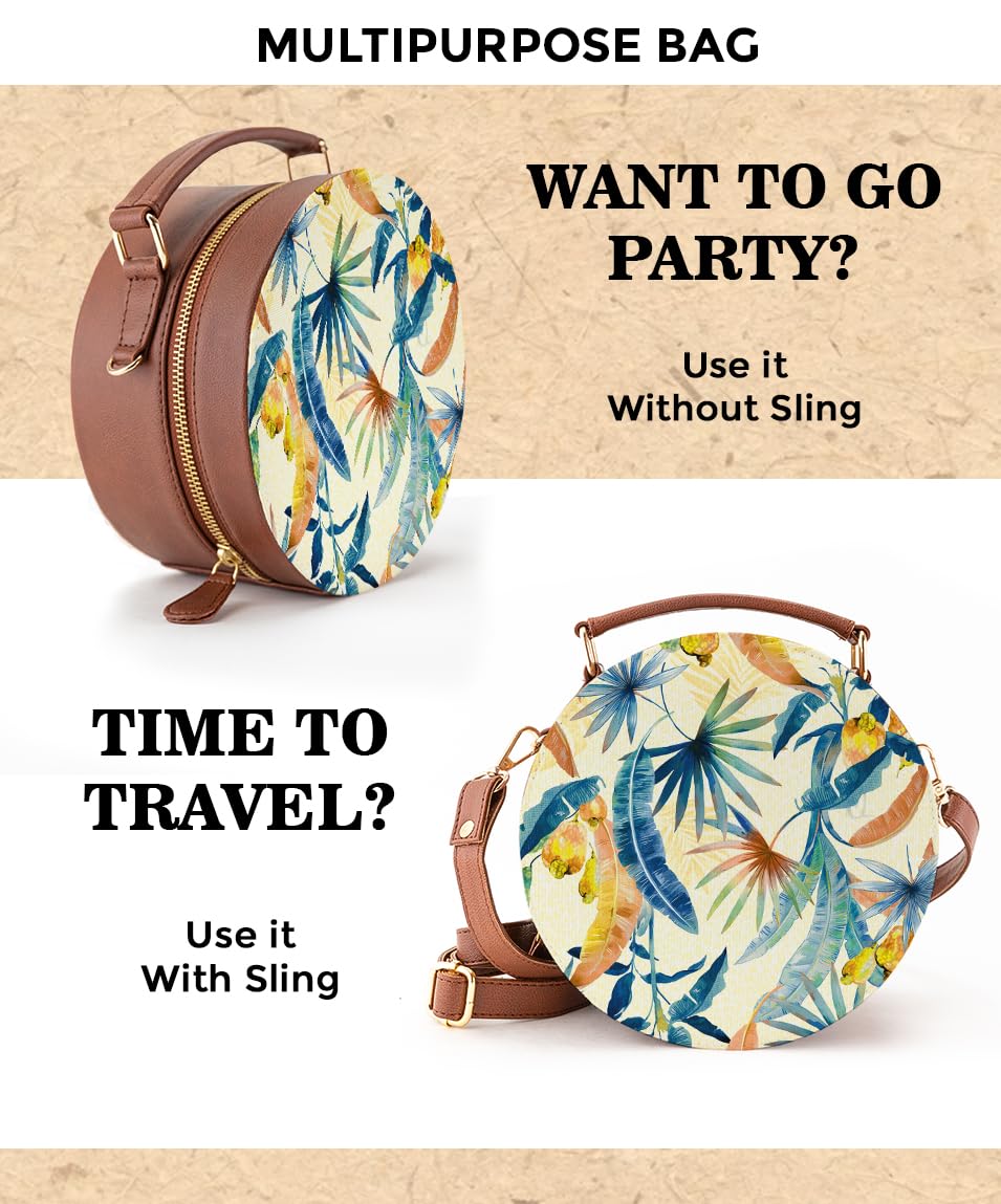 Kalankit Round Sling Bag for Women | Lightweight Vegan Leather Crossbody | Stylish Compact Purse | Compact Handbag for Women | Valentine Gift for Girlfriend | Breaking The Monotony