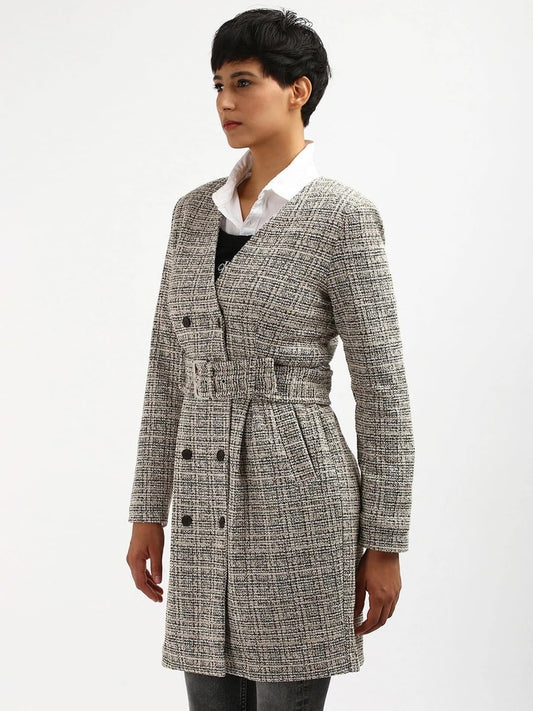 Calvin Klein Jeans Bodycon Polyester V-Neck Double-Breasted Coat