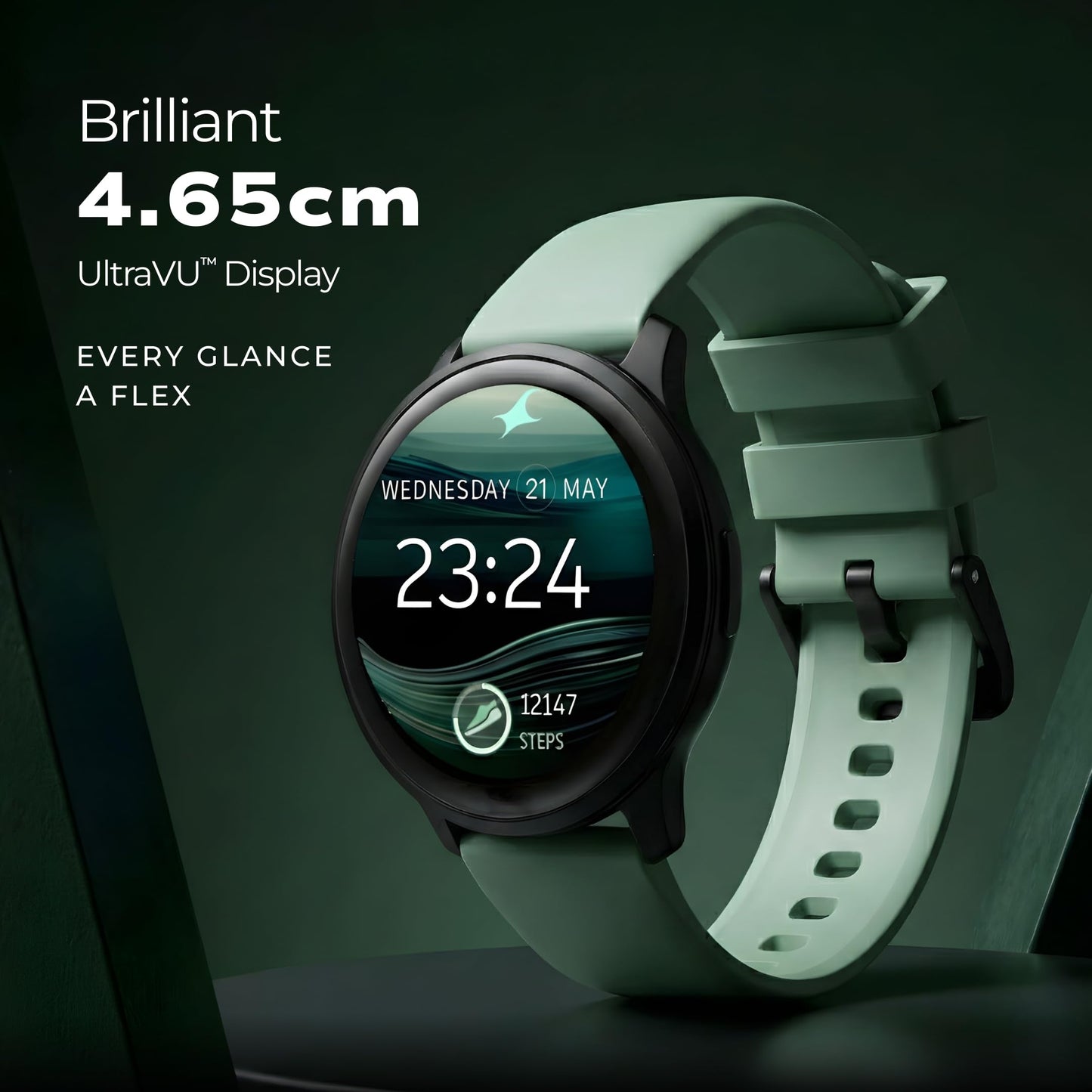 Fastrack Jupiter R3 1.38" Ultra UV Round Display with Nitro Fast Charging,Single Sync BT Calling, HRM, SPO2, Upto 5 Days Battery Life Smart Watch for Man & Woman - Sage Green