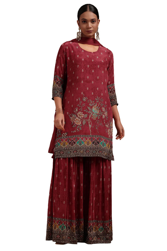 Soch Women's Crepe Salwar Suit Set (EWA5CD22372_Red