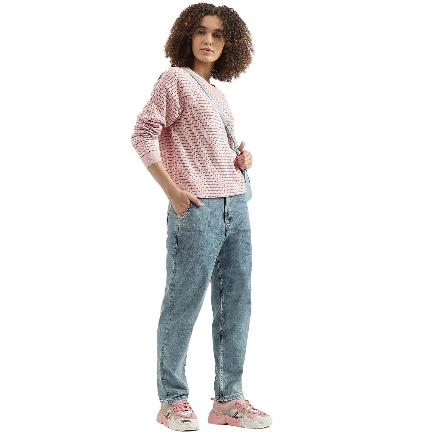 UNITED COLORS OF BENETTON Round Neck Textured Sweater