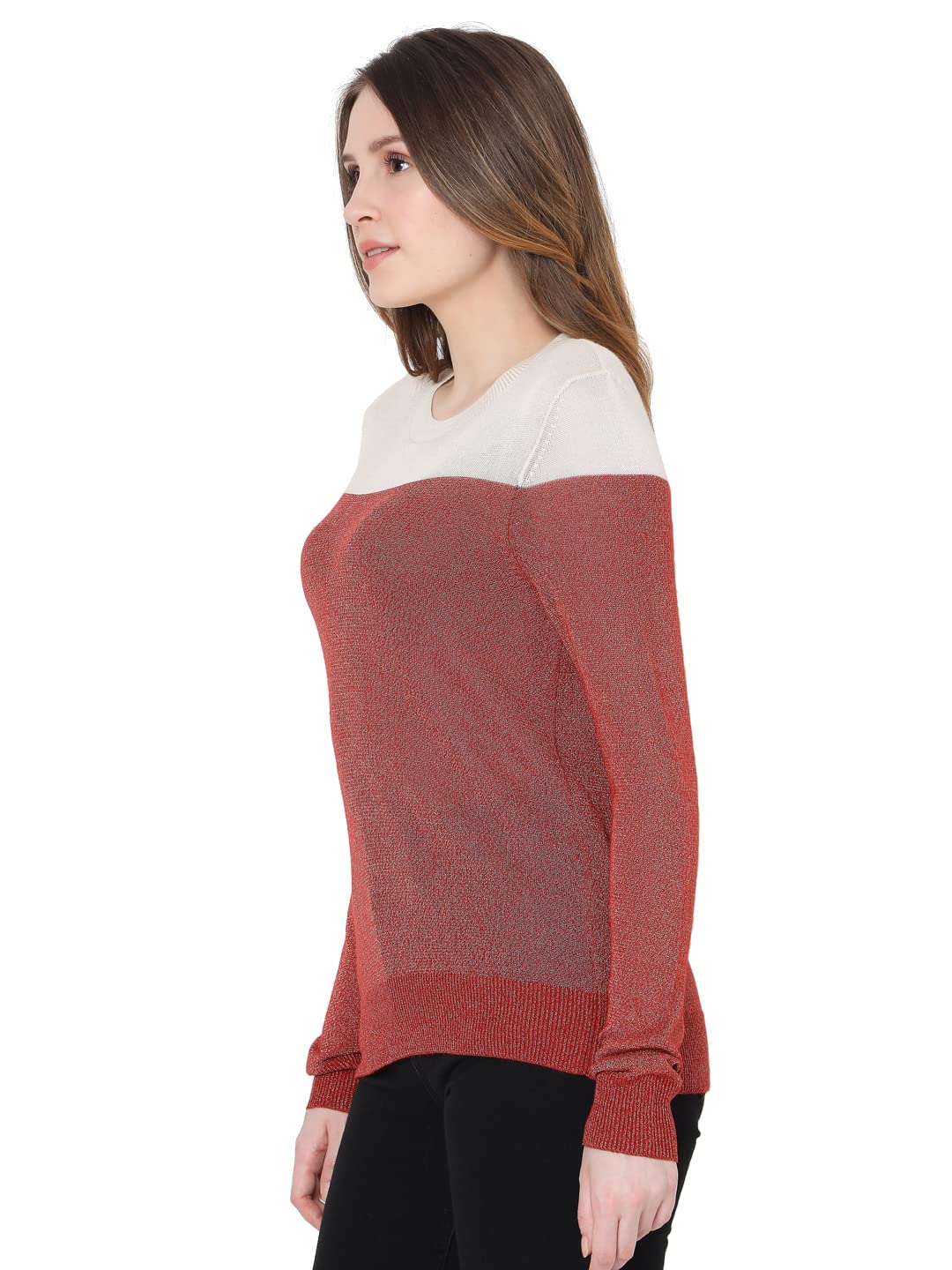 VERO MODA Women's Rayon Round Neck Sweater (124812901 -Birch_Beige_L)