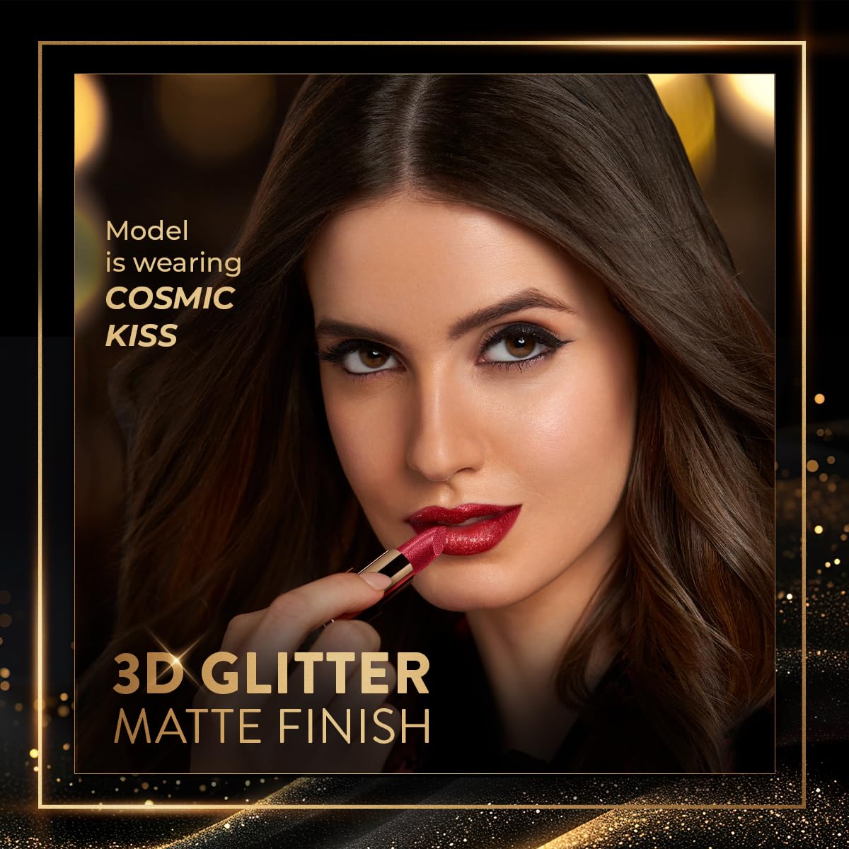 MyGlamm Manish Malhotra Starlight Glitter Lipstick - Enchantress (Plum Shade) | Non Drying, Creamy Pigmented Bullet Lipstick With Vitamin E (4.2g)