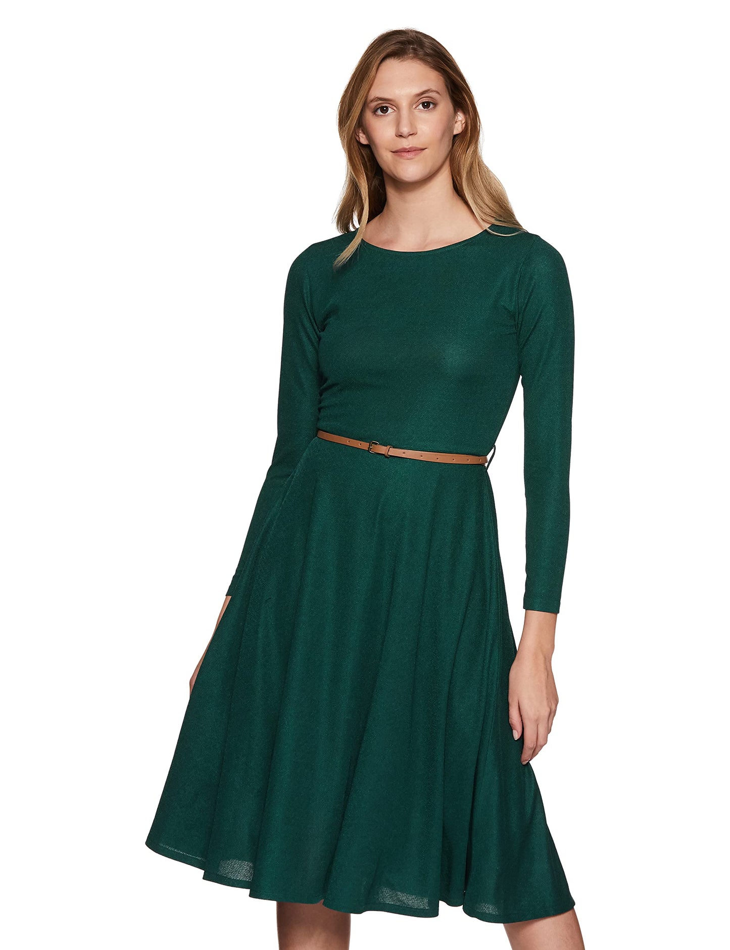 Miss Olive Women's Skater Midi Dress (MOAW18D30-19-42_Forest Green_Small)