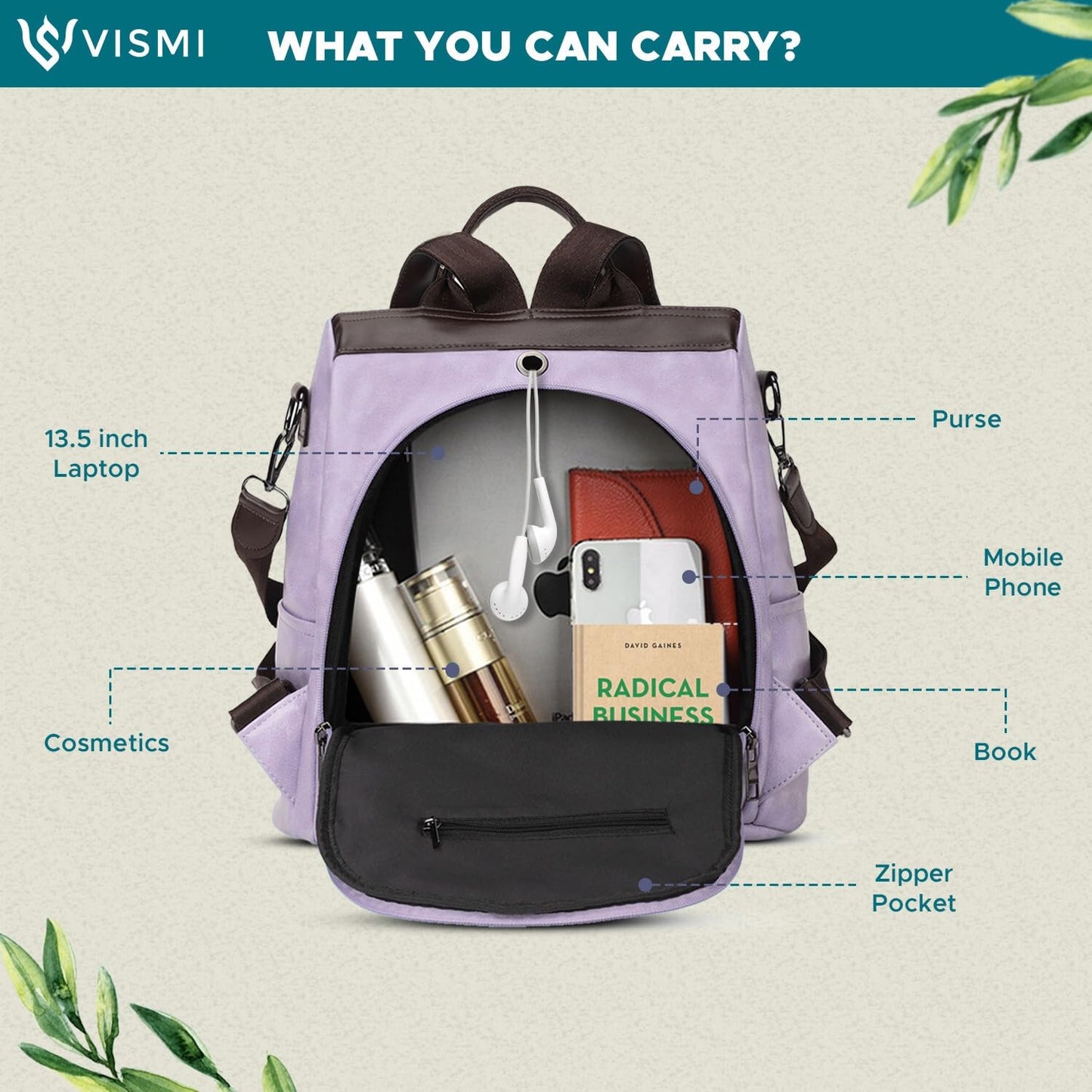 VISMIINTREND Backpack Bags for Women/Girls Stylish| Shoulder Sling Handbag Purse| Office | Travel | College | Daily-Use | Convertible |13 Inch Laptop Backpacks | Corporate Gifts|Rakhi Gift for Sister