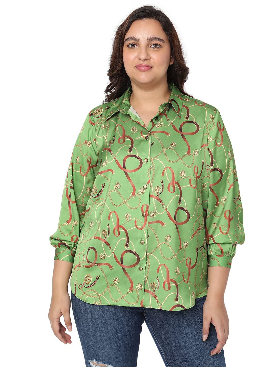 Vero Moda Curve Women's Relaxed Fit Shirt (262814001- Kelp 2XL)