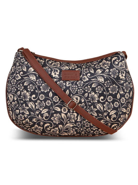 ZOUK 100% PeTA Approved Vegan Leather FloMotif Print Shoulder Bag for Women