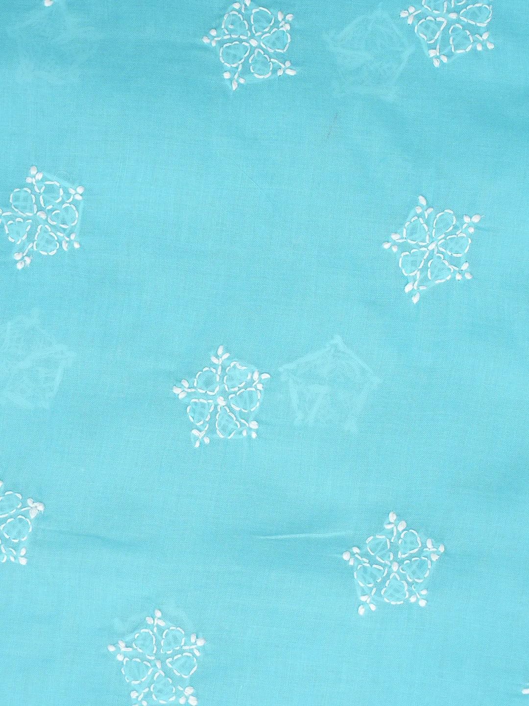 Ada Hand Embroidered Lucknowi Chikankari Unstitched Cotton Dress Material Suit Piece with Dupatta for Women A211362 Blue