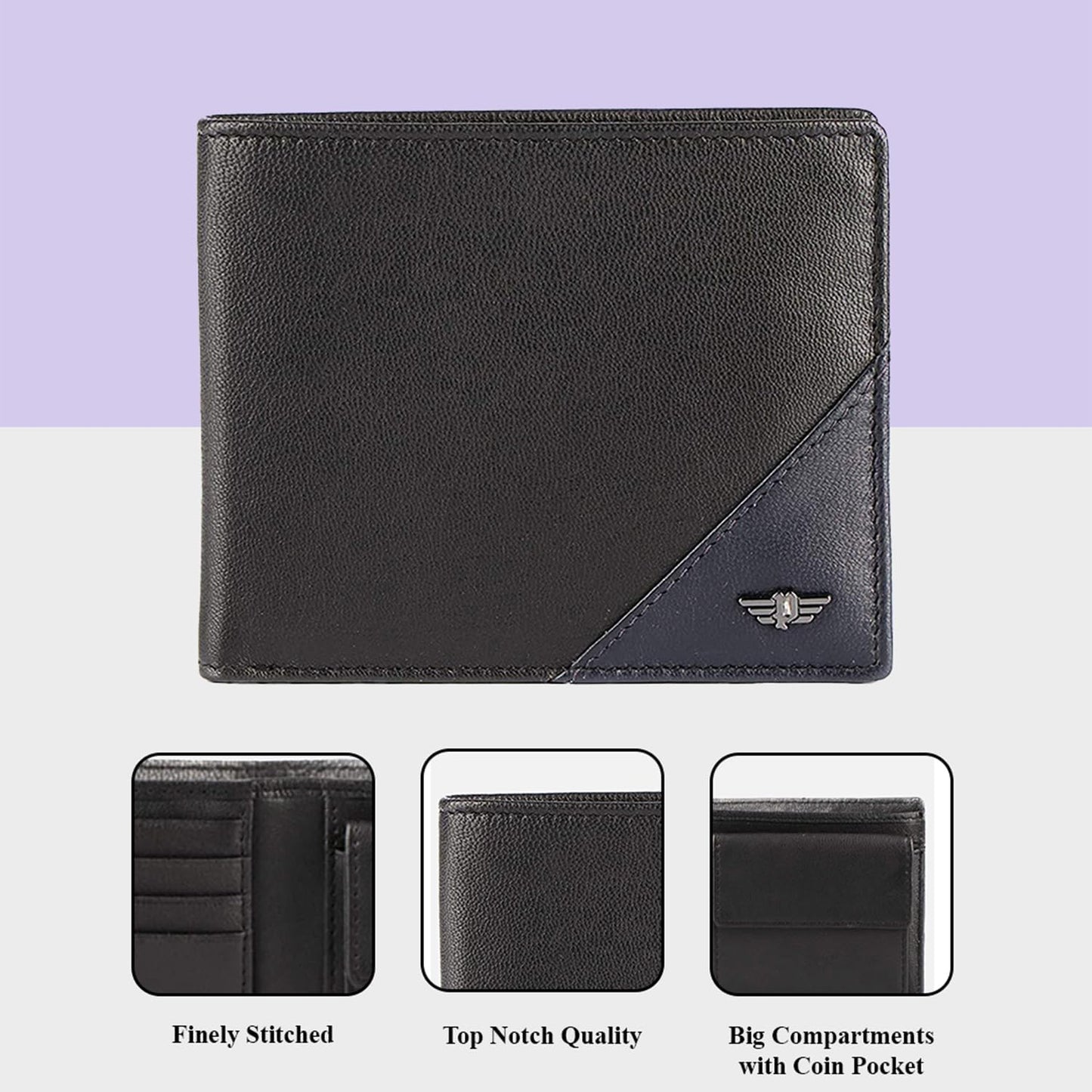 Police Men’s Genuine Leather Bi-Fold Wallet I Coin Pocket & Card Slots I Navy / Black_(B09NM7LB4Q) (Jet Black/Jet Navy)