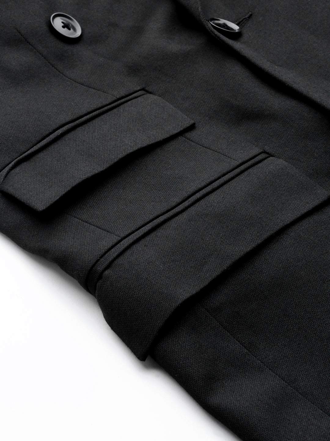 MANQ Men Black Solid Slim Fit Double Breasted Suit (Size: 36)