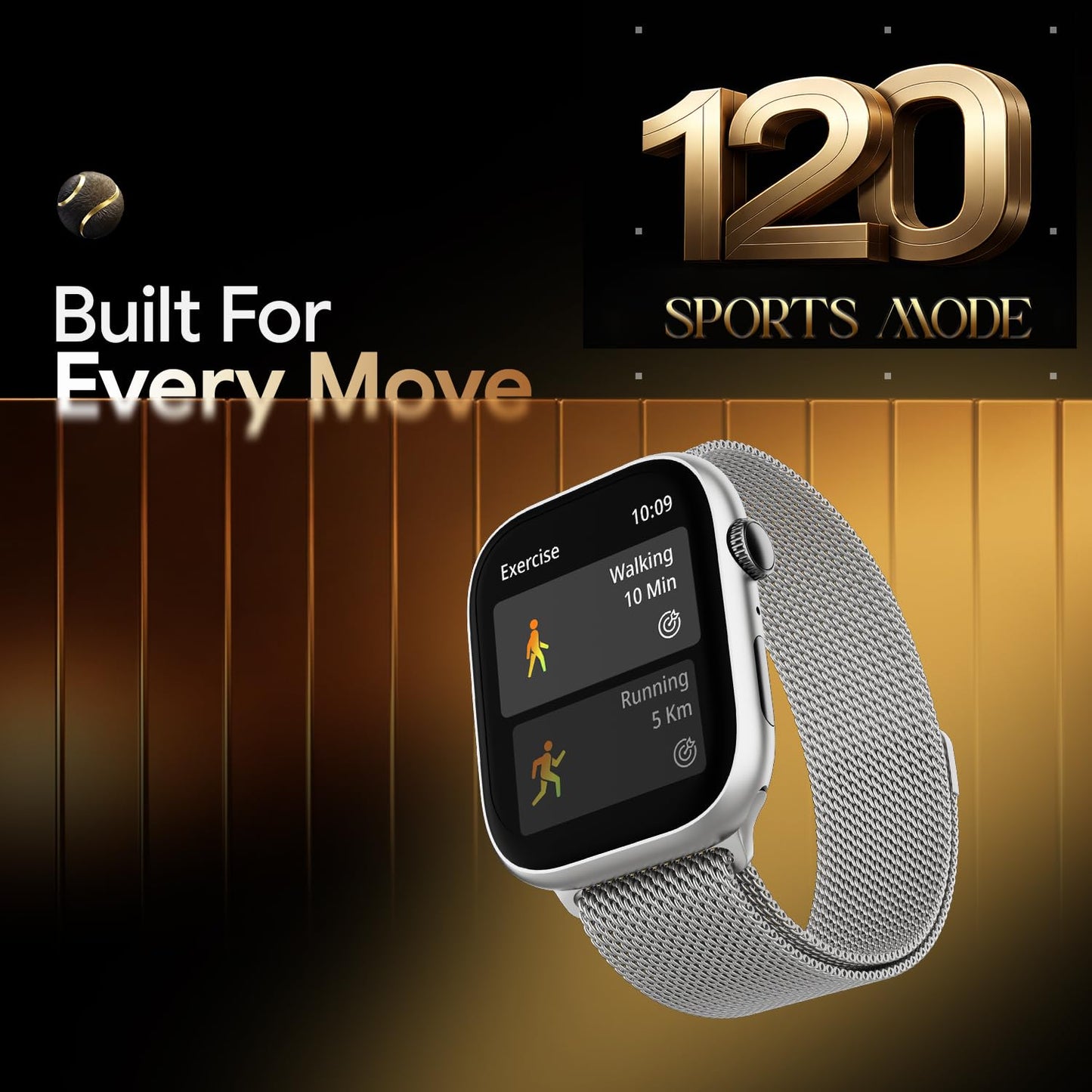 Fire-Boltt Ninja X Ring Smart Watch 1.96" Always On Display Bluetooth Calling, Voice Assistant, SpO2 & Heart Rate, 120+ Sports Modes, IP67 Waterproof Smartwatch for Men & Women - Silver Link