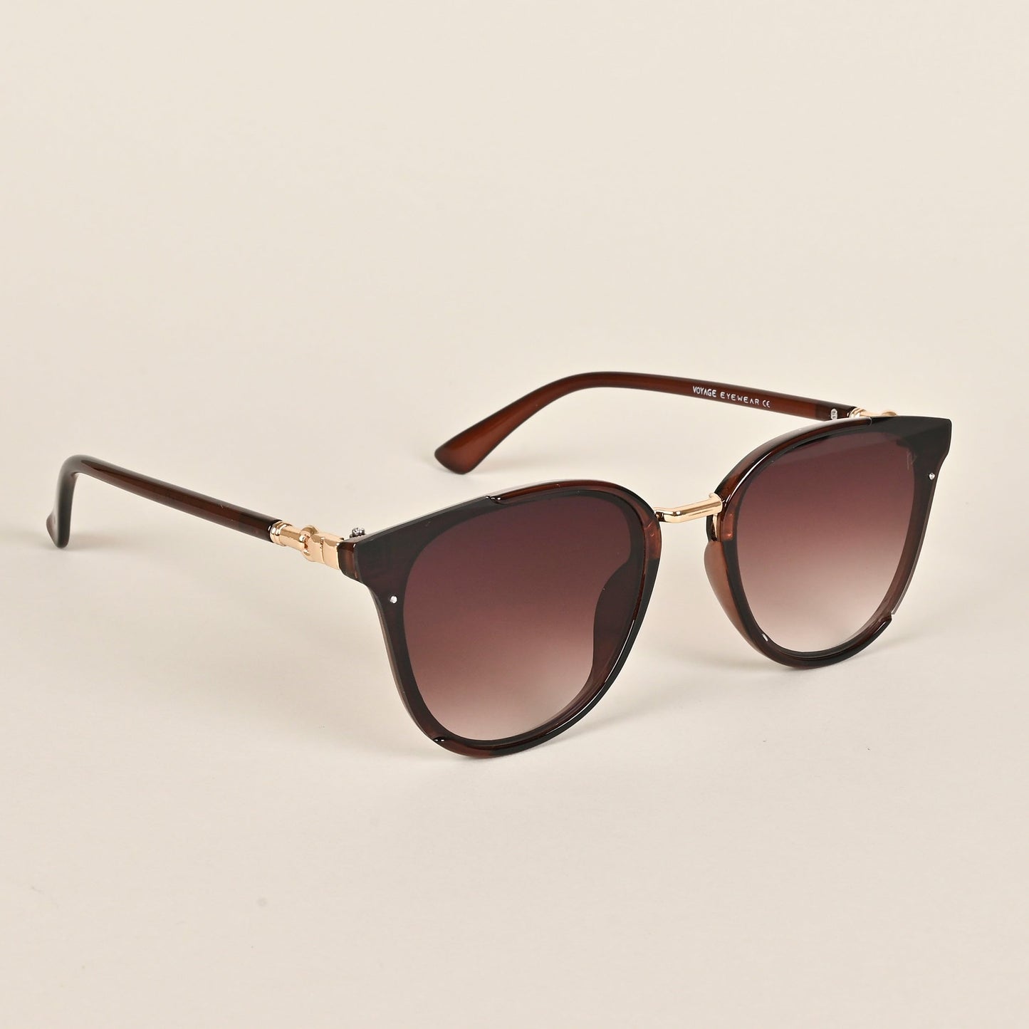 Voyage Uv Protected Cat Eye Women Sunglasses - (Brown Lens | Brown Frame | Gradient Sunglasses), Free Size