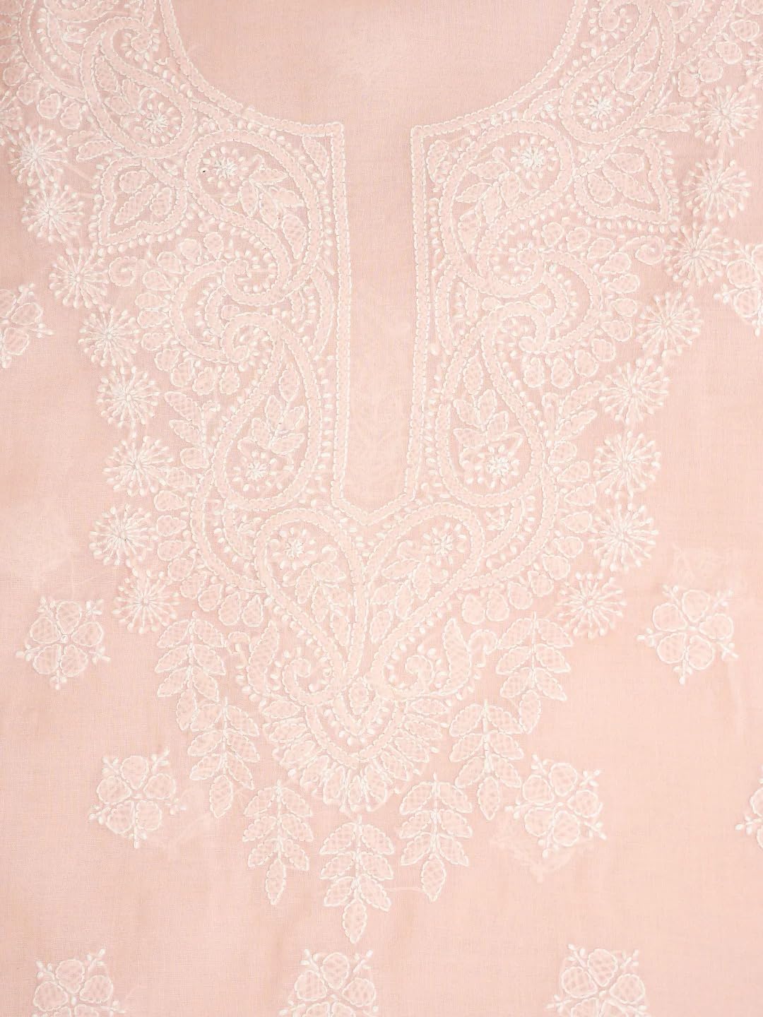Ada Hand Embroidered Lucknowi Chikankari Unstitched Cotton Dress Material Suit Piece with Dupatta for Women A211366 Peach