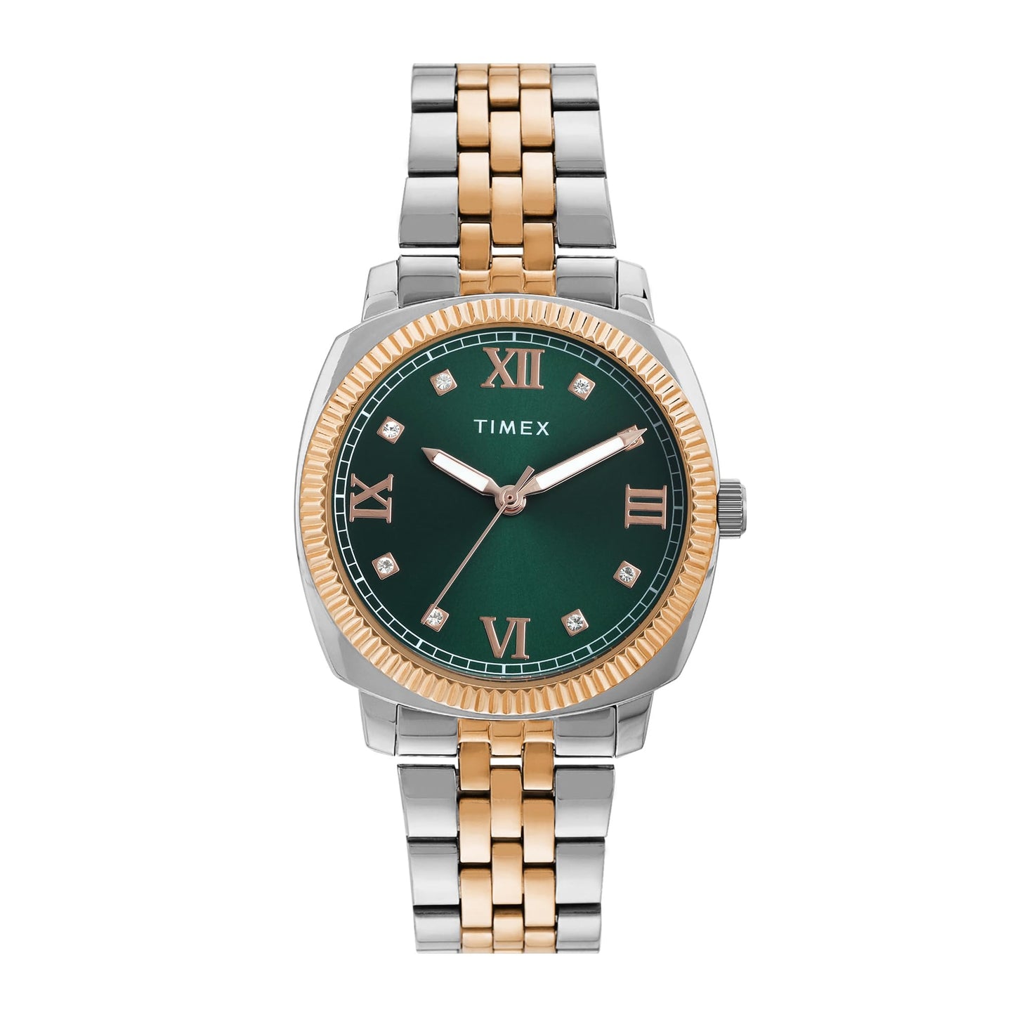 TIMEX Analog Watch for Women with Green Dial & Multicolor Stainless Steel Bracelet Band - Water Resistant Women's Wrist Watches -TWEL234SMU04