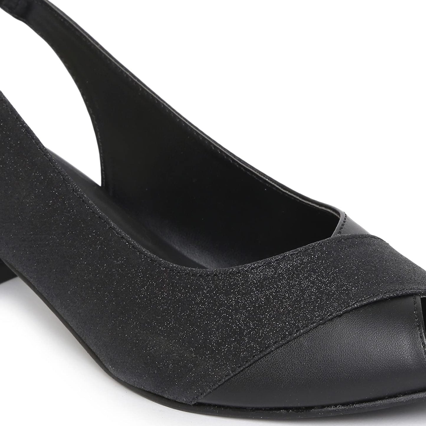 Marc Loire Women's Black Slip-On Block Peep Toe Heel Fashion Sandals,6