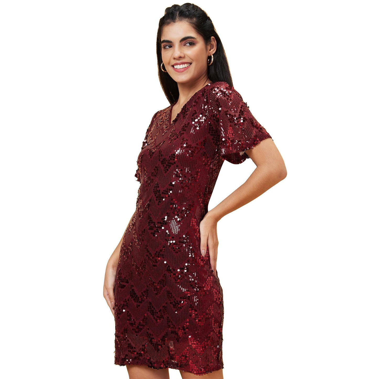 Globus Women Dress (GS512419_Maroon_2XL)